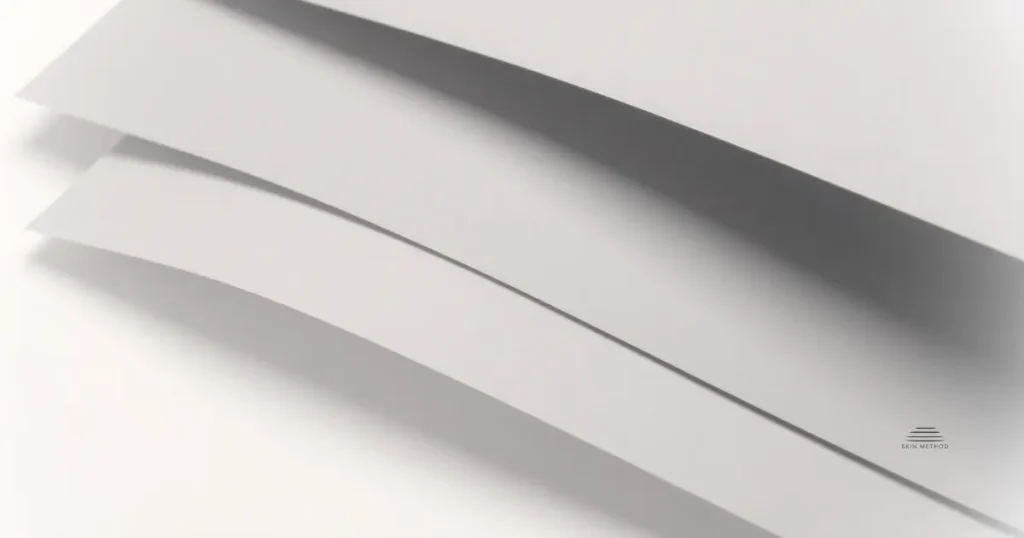 Three layered white paper sheets arranged in a simple, minimalist composition with soft shadows.