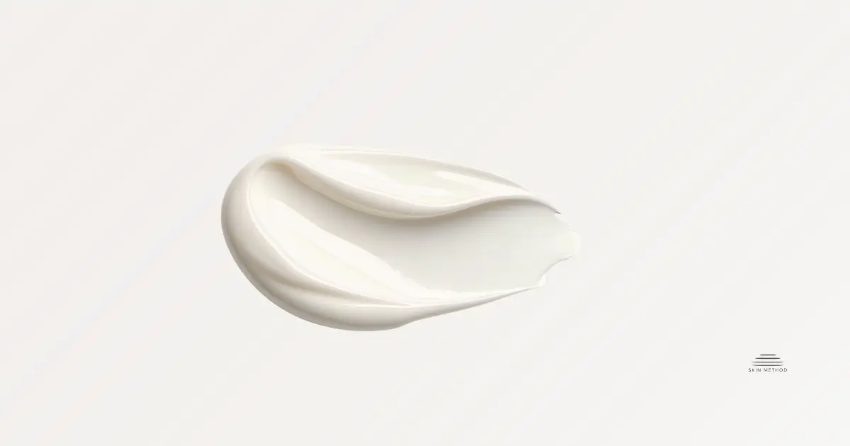 Smooth white skincare cream arranged in a soft, folded swatch on a light background.